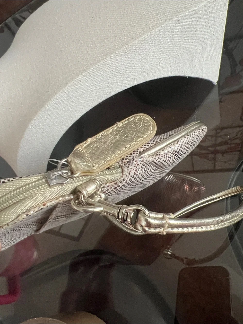 Metallic Rose Gold Phone Wristlet - Women Bags
